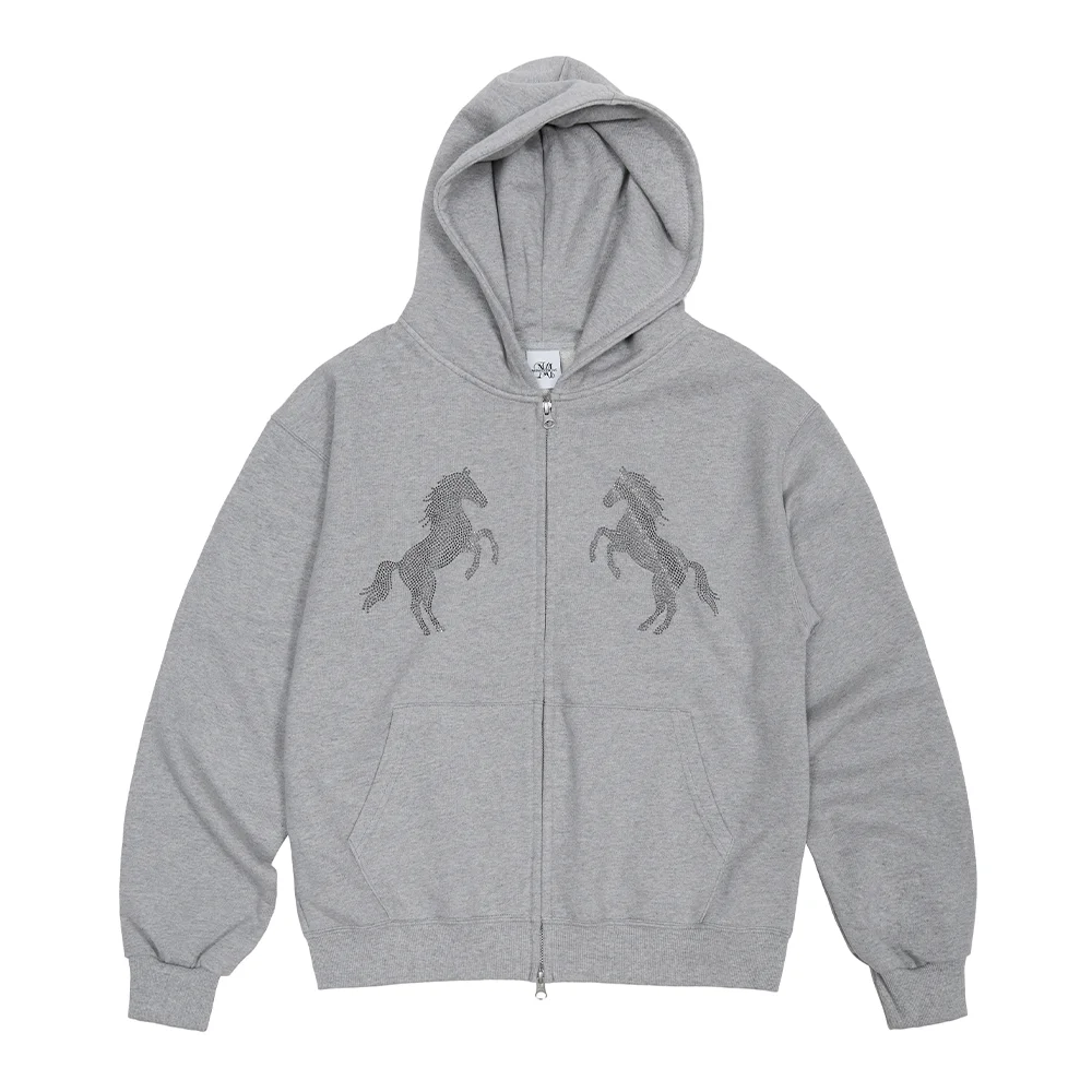 horse hood zip up (grey)