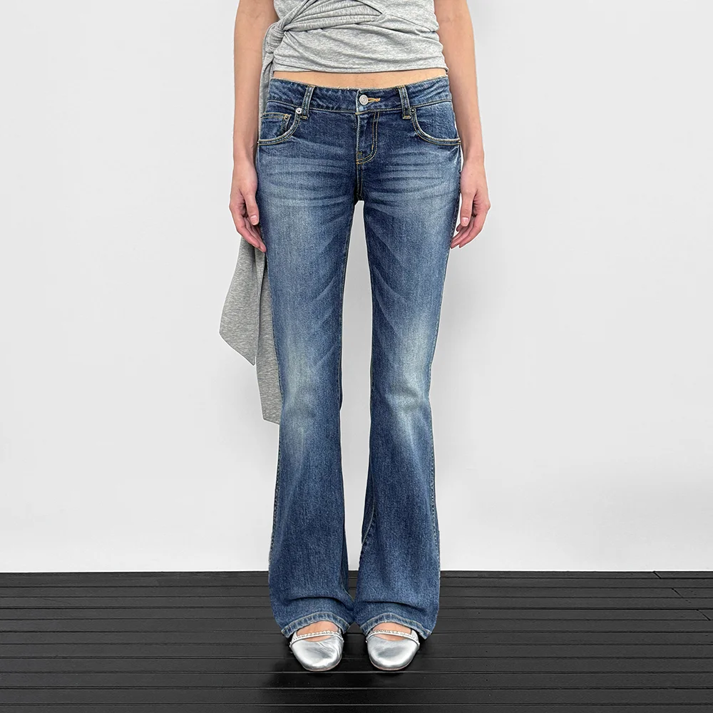 Slim Bootcut Denim Pants_Mid blue