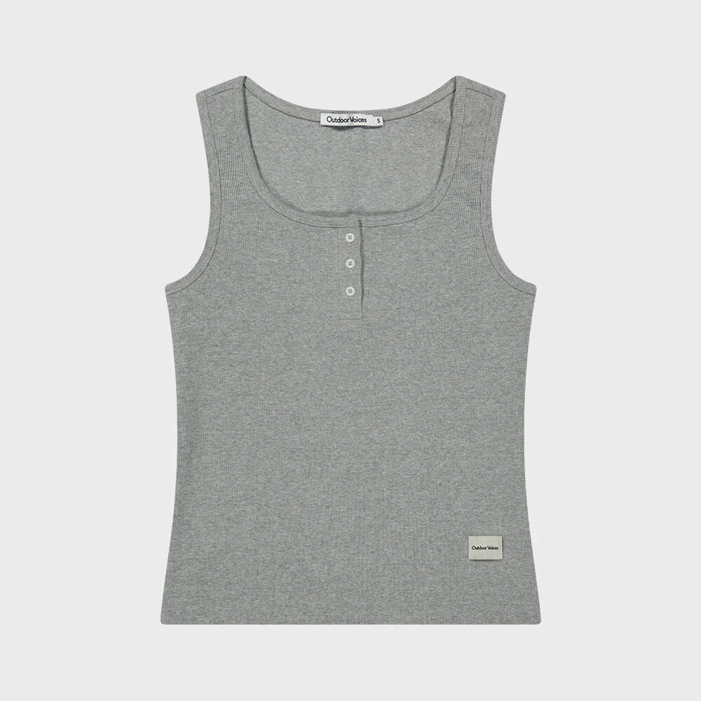 (W)ESSENTIAL HENLEY SLEEVELESS (HEATHER GRAY)