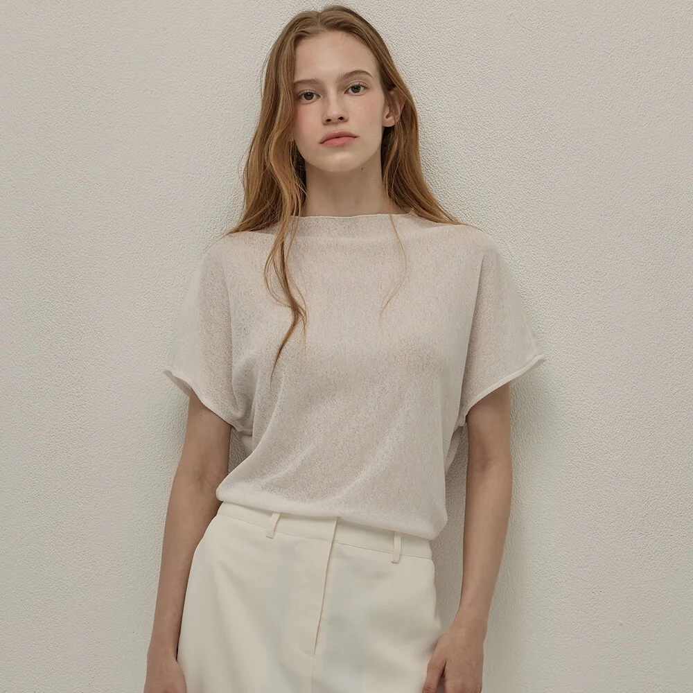 Refill mock neck top - White
