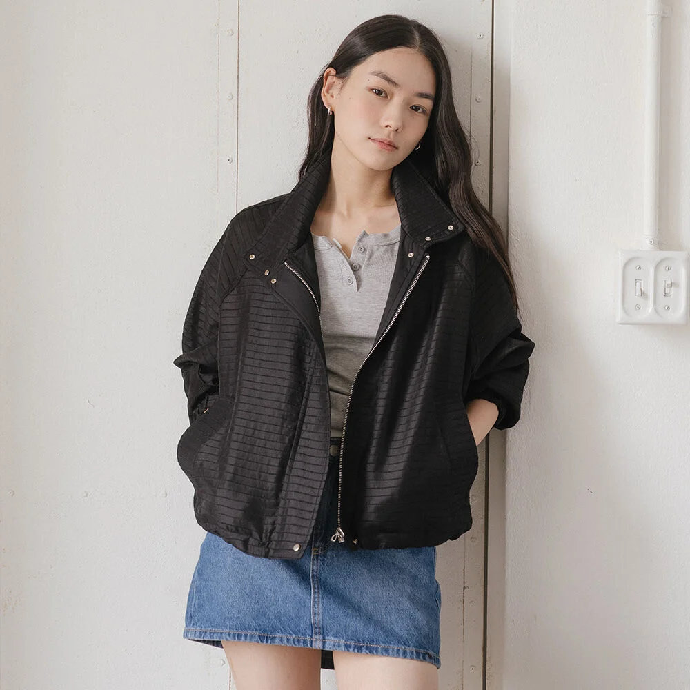 Stripe bomber jumper _Black