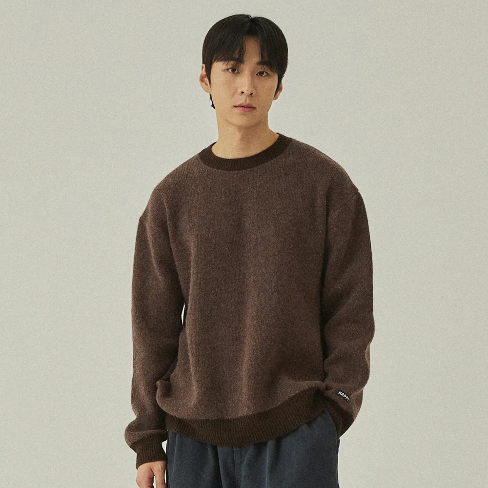 RINGER ROUND WOOL KNIT(BROWN)