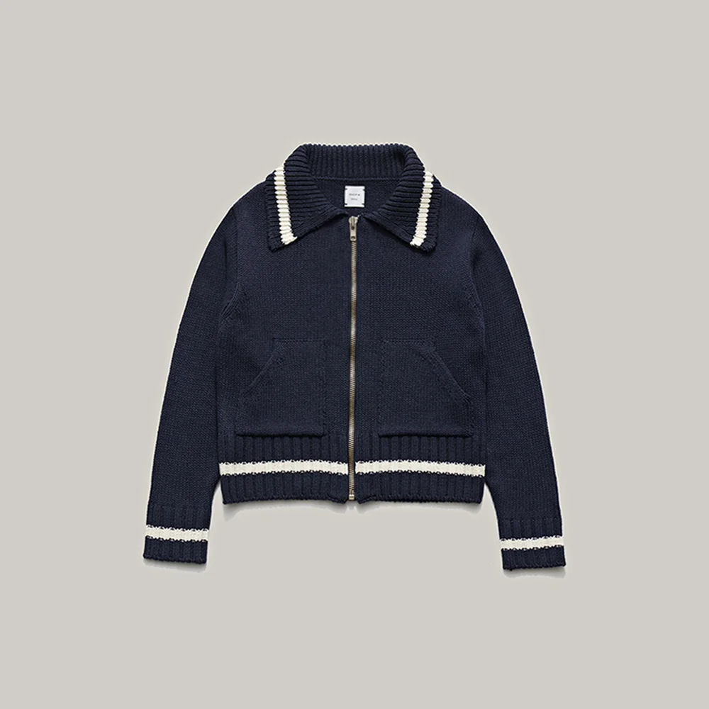 pour zip-up cardignan (navy)