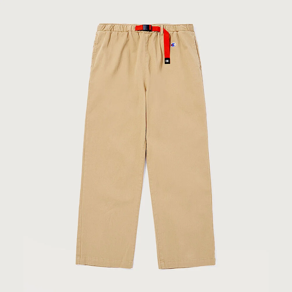 女裝 束帶 純棉 彈力 直筒 褲子 Normal Beige