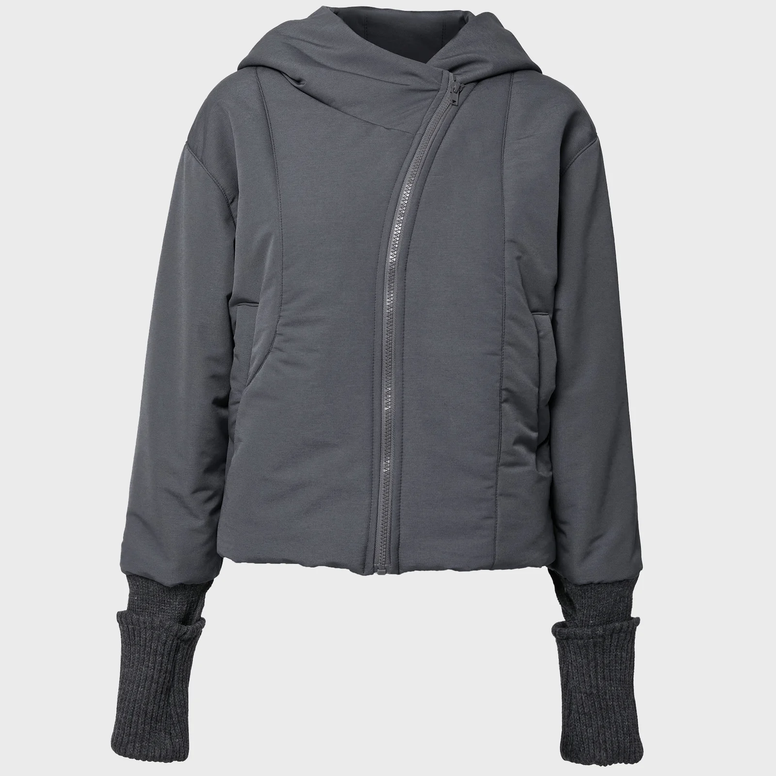 Hooded Asymmetrical Puffer Jacket (FL-053_Charcoal)