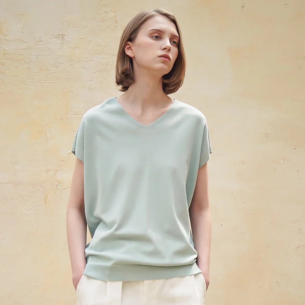 V Neck Sleeveless Knit_Mint