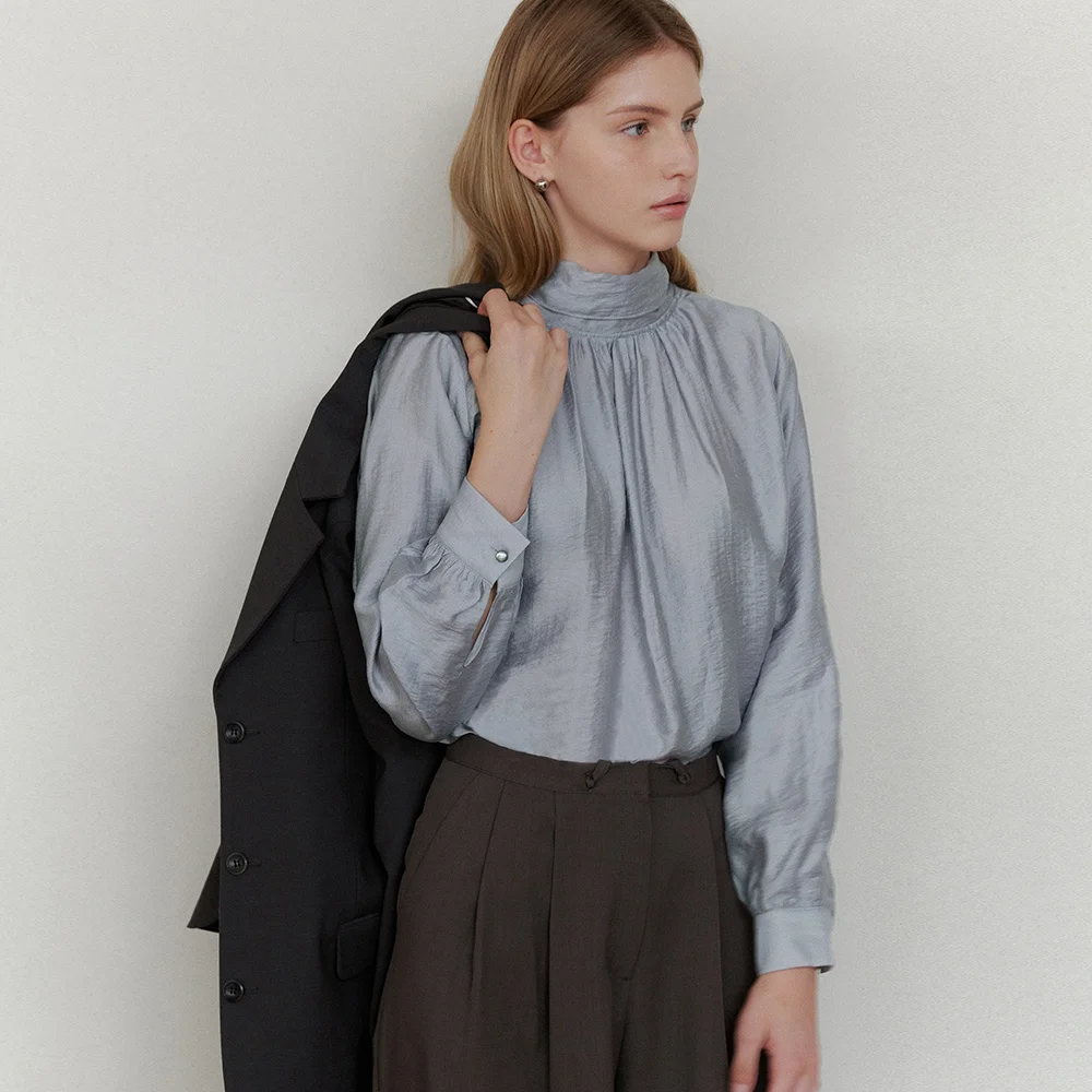 comos 1218 High neck tie blouse (sora)