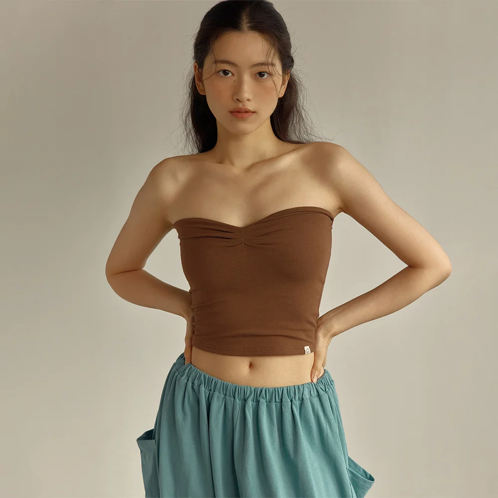 Pintuck Tube Top (Brown)