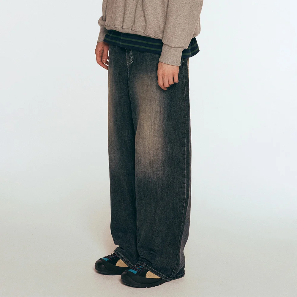 ELI WIDE DENIM PANTS - SMOKY GRAY