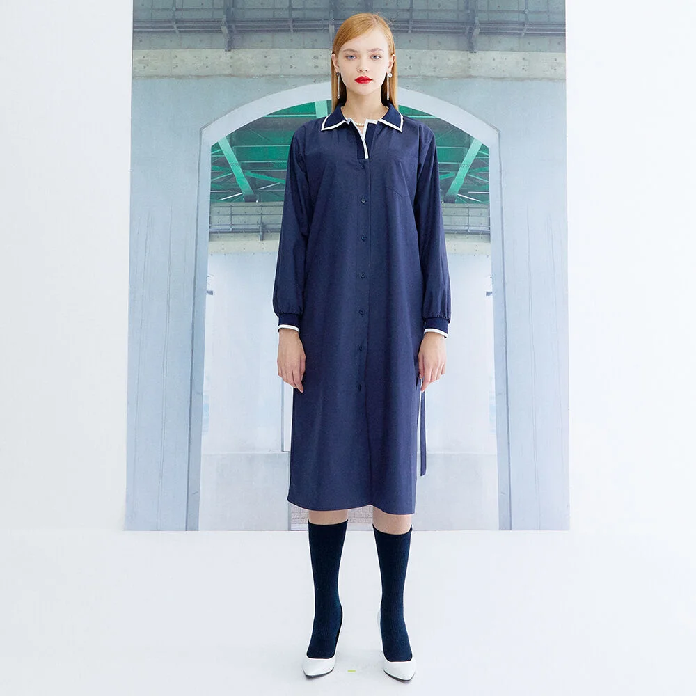 PIQUE SHIRTS DRESS_NAVY