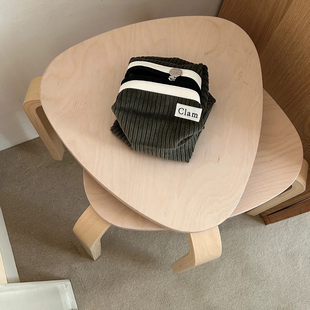 Clam round pouch _ Corduroy khaki