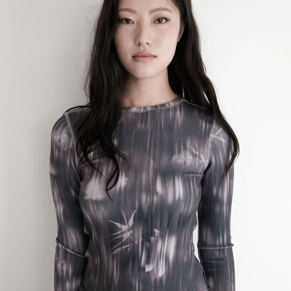 Rising flower long sleeve t-shirt - Charcoal