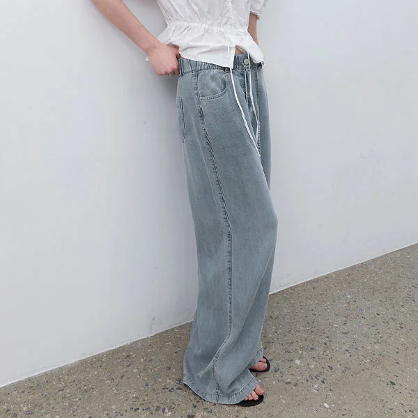 FLUID WIDE DENIM BANDING PANTS (PT-5775)