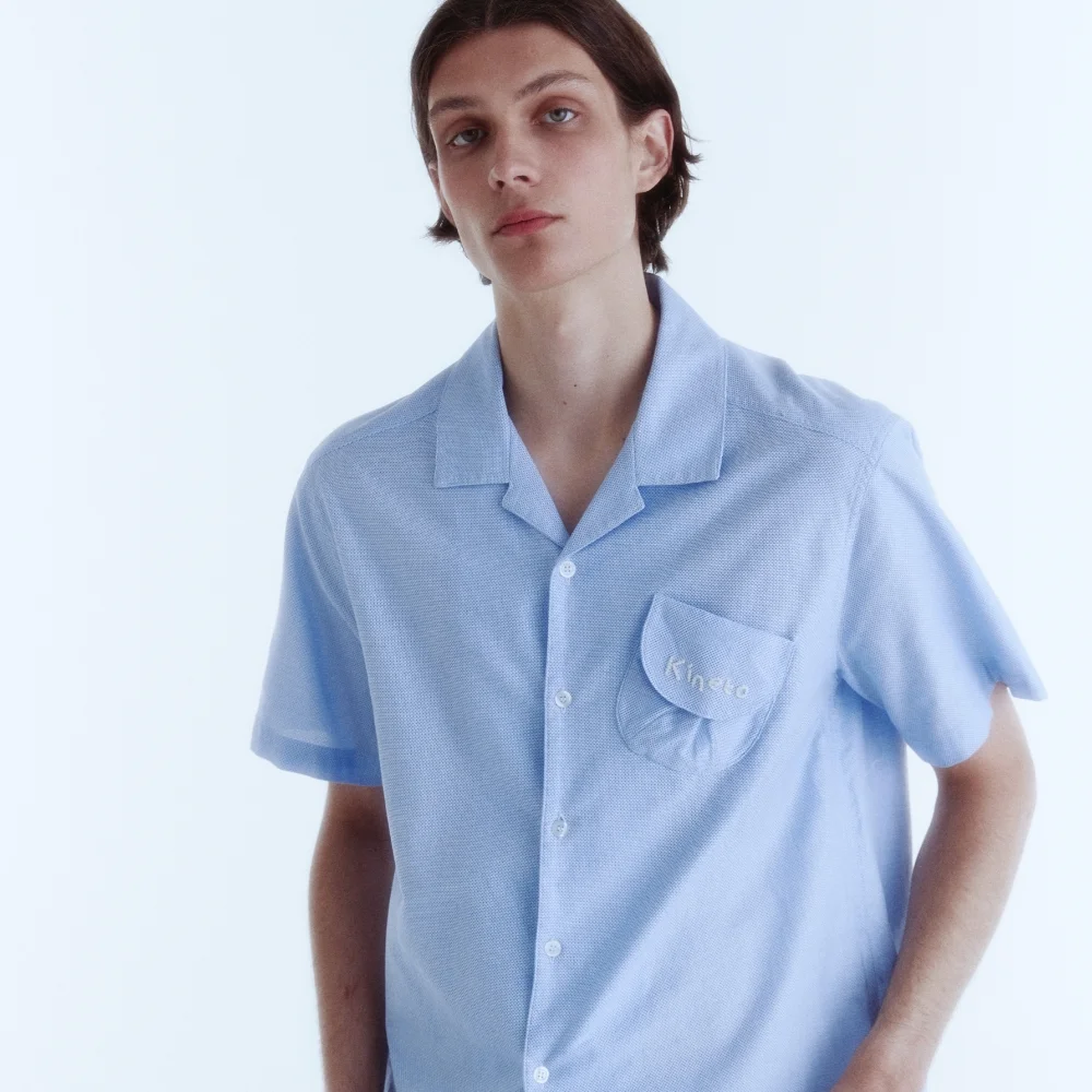 Open Collar Cover Pocket Shirt_Sky Blue