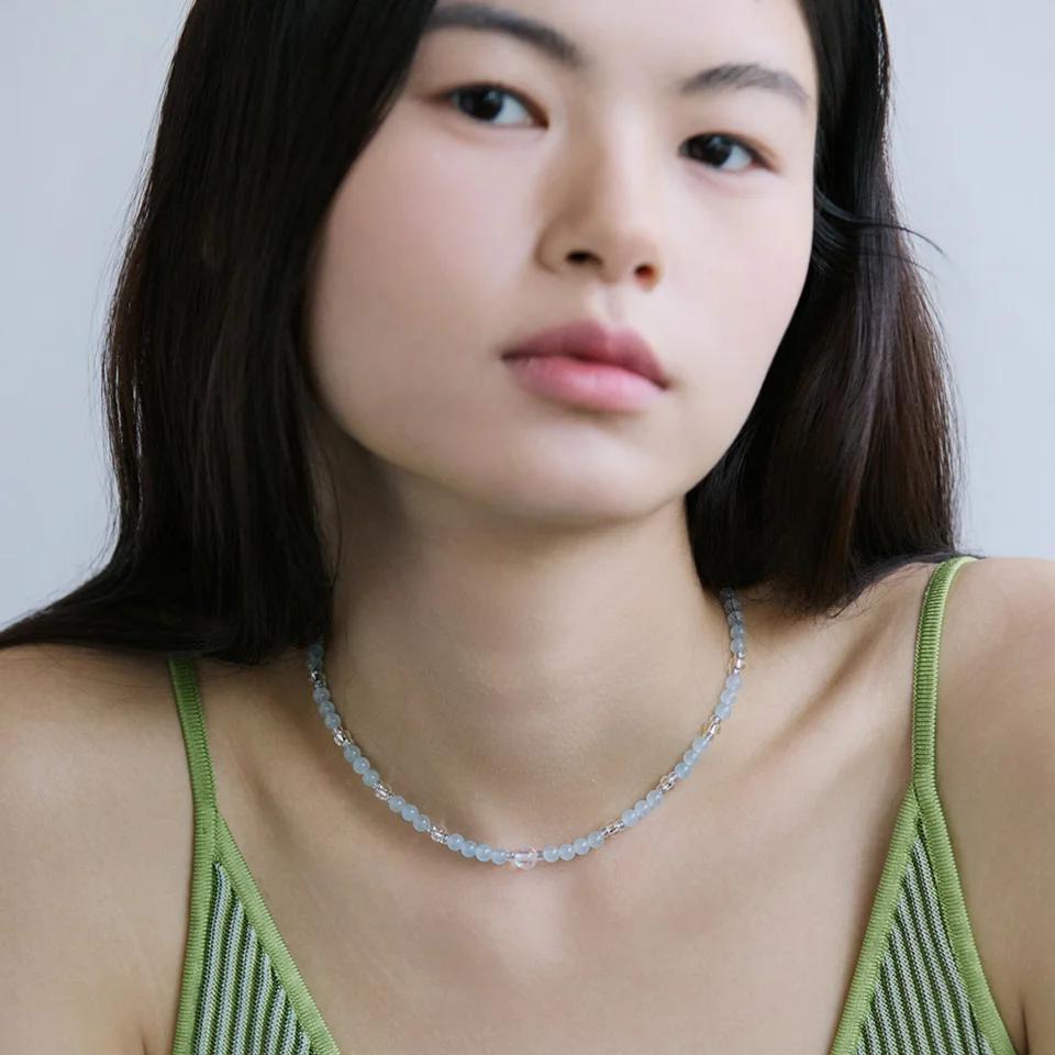 Skyblue and clear gemstone necklace