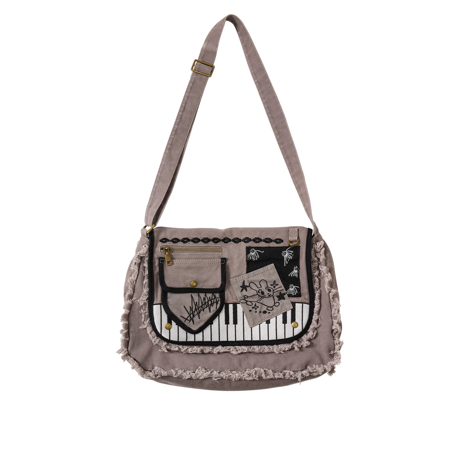 Damage Washed Cross Bag_Charcoal