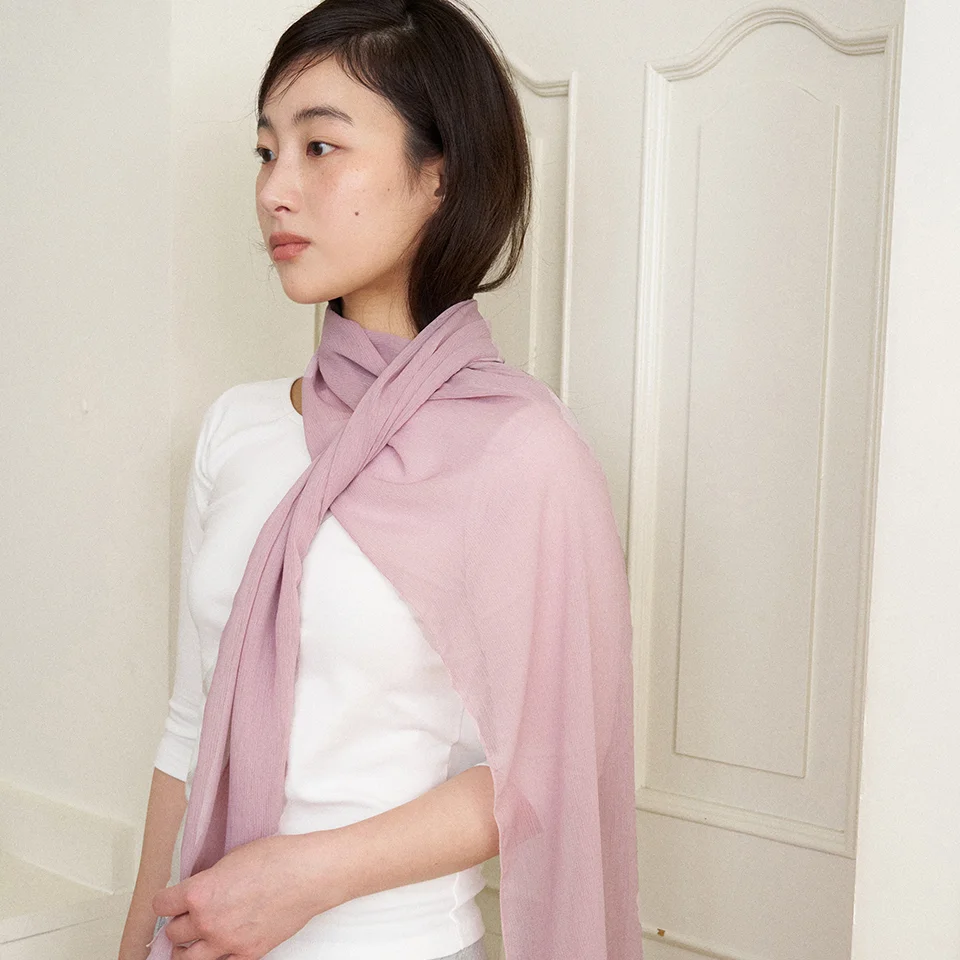 sheer dried long scarf - dusty pink