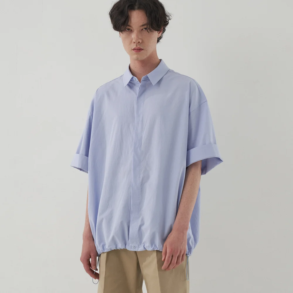 OVERFIT HIDDEN STRING HALF SHIRT_SKY BLUE