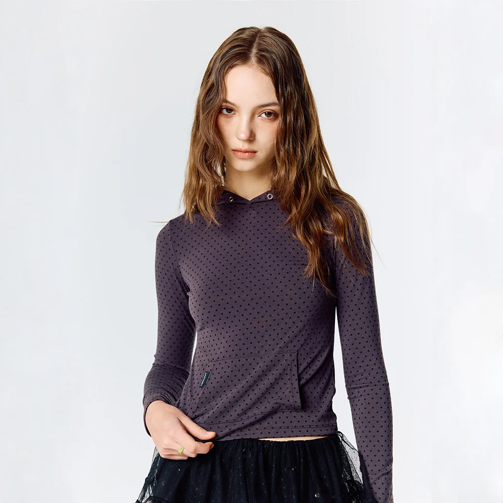 L15 SLIM LONG HOOD TEE (DARK BROWN)