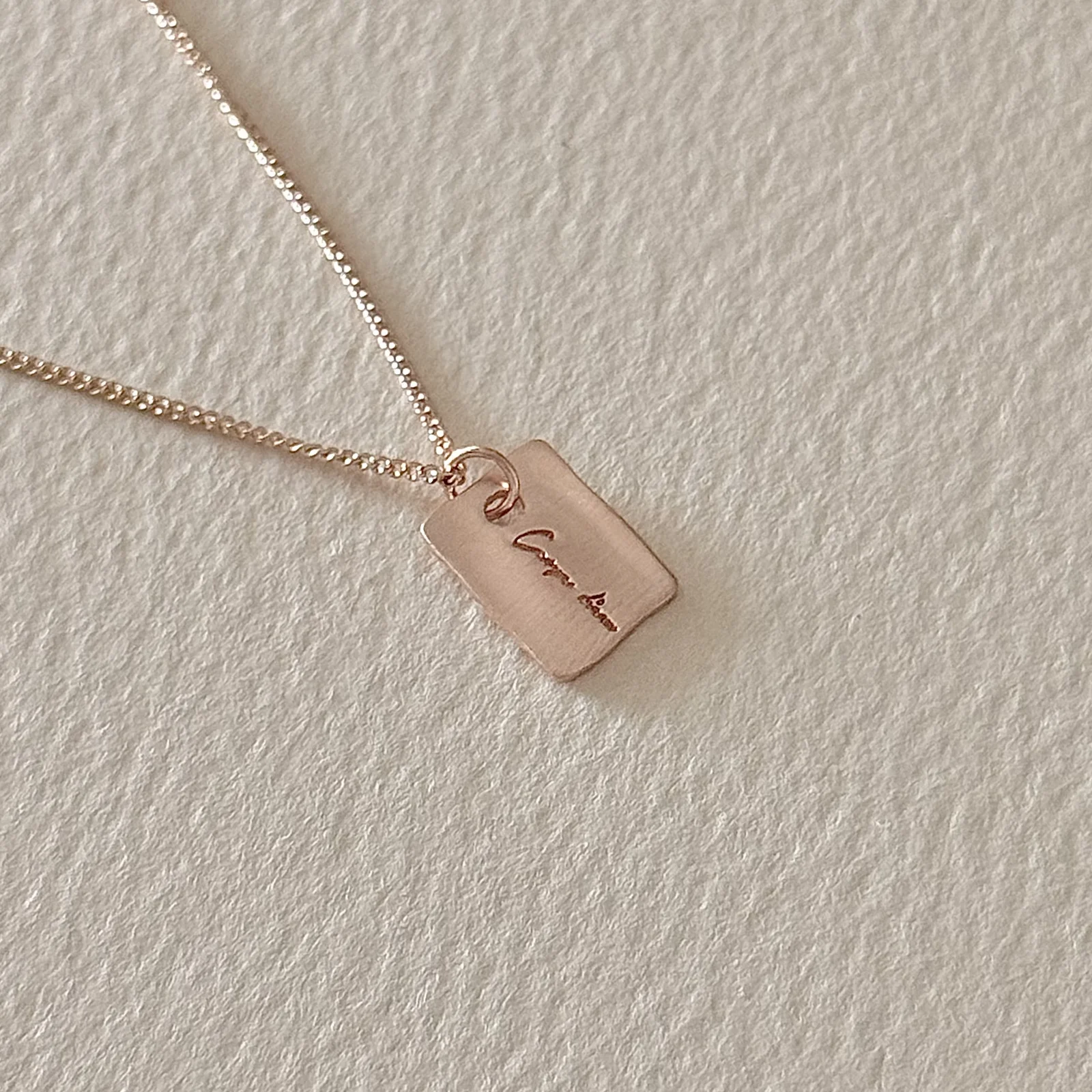 14k 18k Ini 方形 啞光 刻印 頸鏈