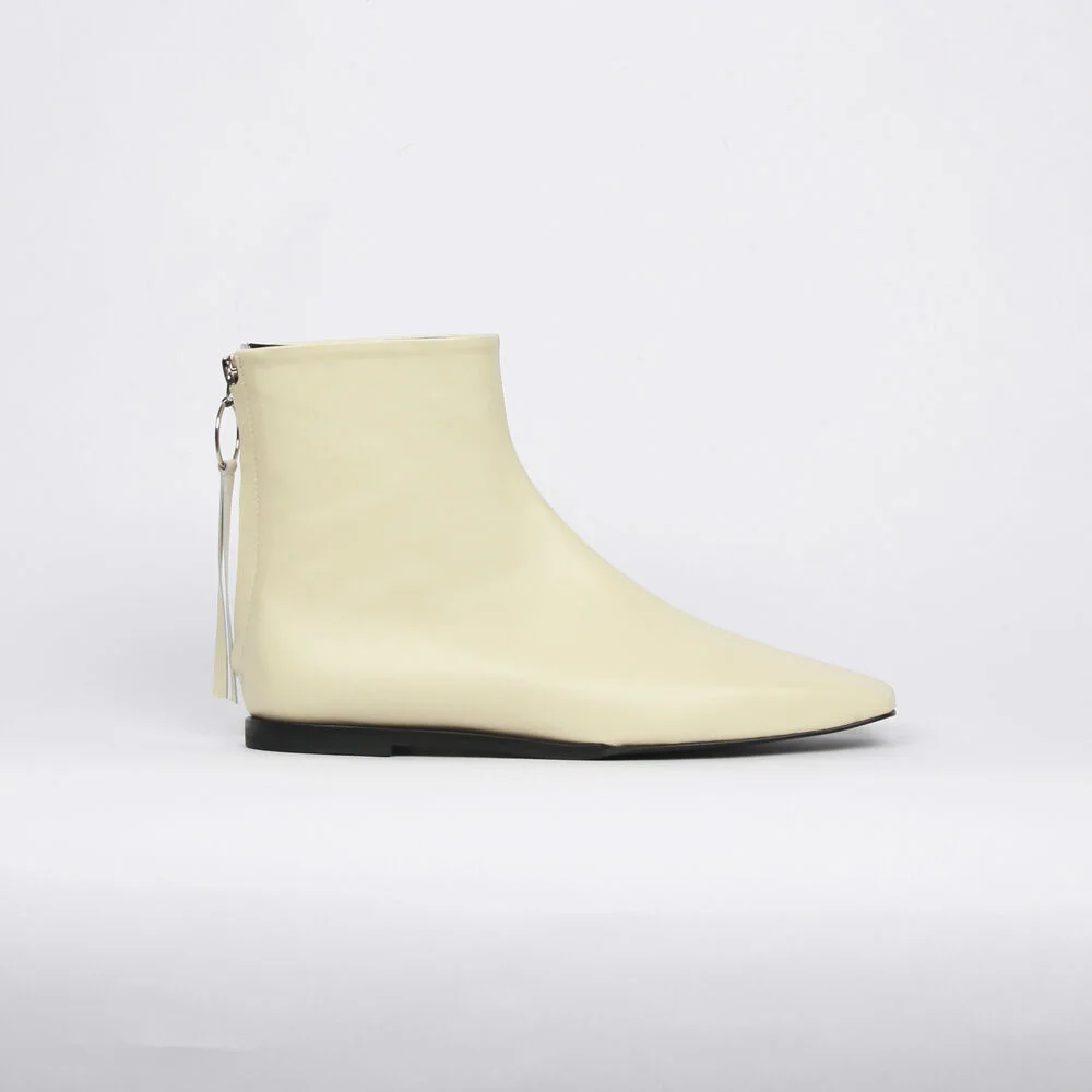 Bella Flat Ankle Boots Cream