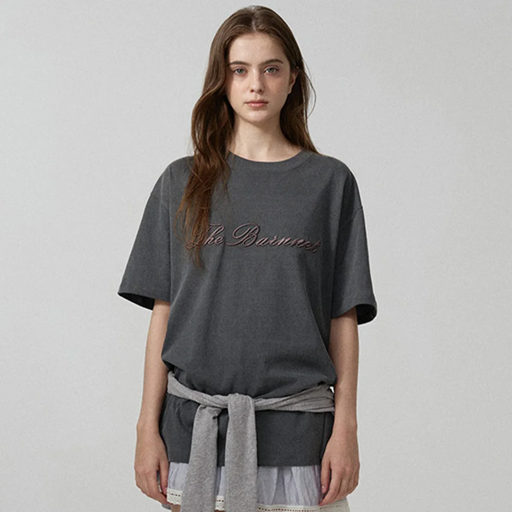 Benny Script Logo T-shirt_Charcoal