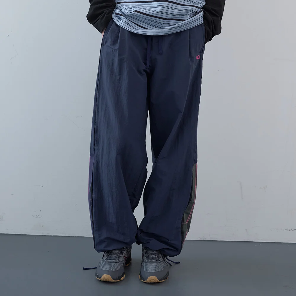 格紋 色塊 運動 褲子 (Navy)