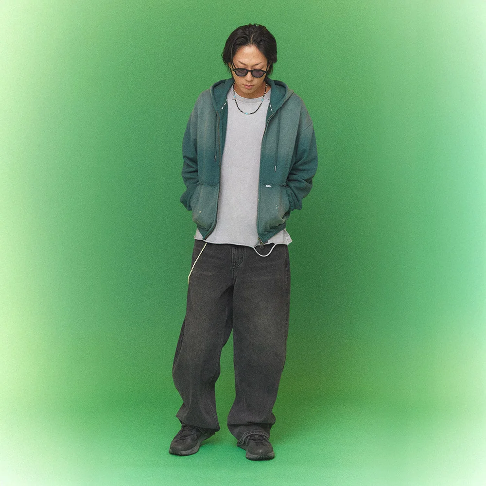 男士 彎曲版型 牛仔 褲子 灰色