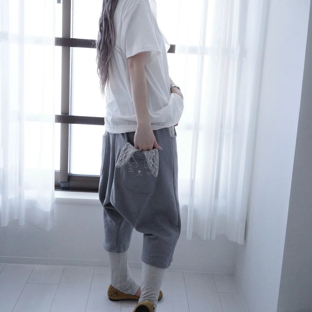 Cat Ear Pocket Pants (Light Gray)