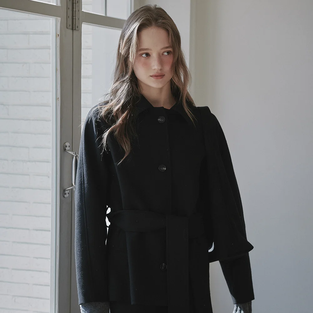 Gemma Wool Half Coat - Black
