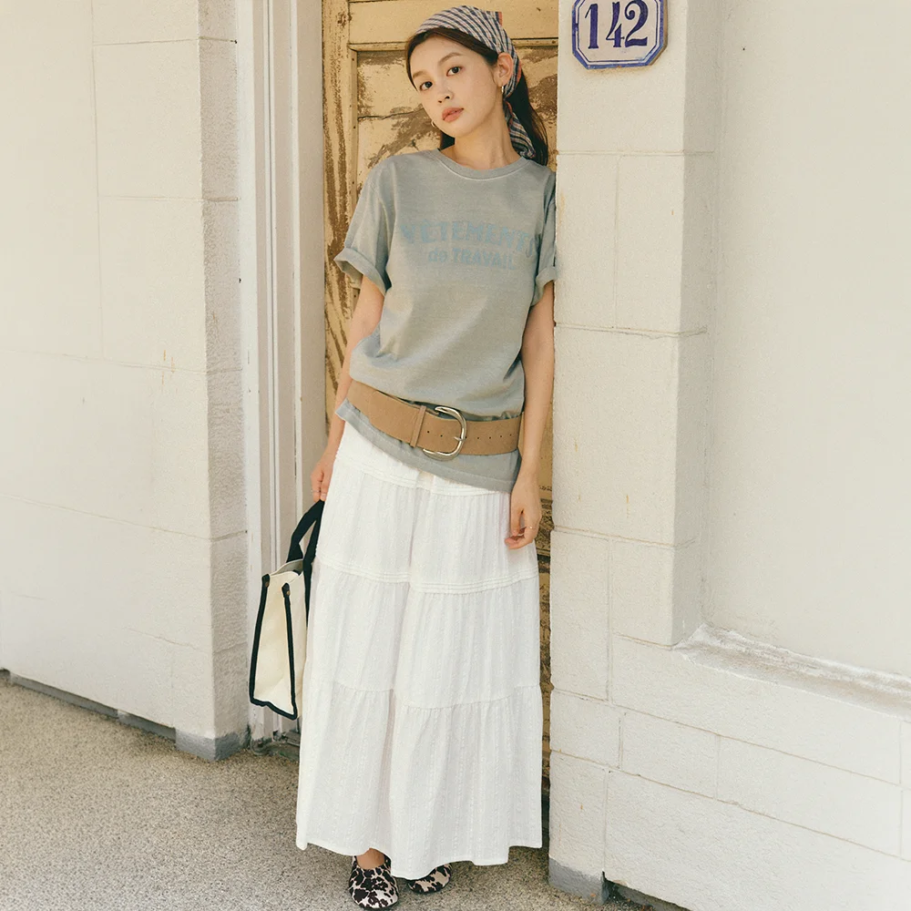 Cotton Tiered Skirt_White
