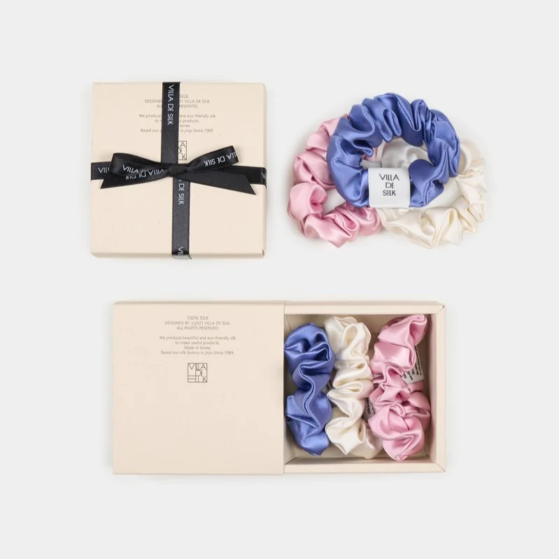 Baby scrunchie 3set (Ivory/Calm pink/Vintage blue) 真絲 髮圈 套裝