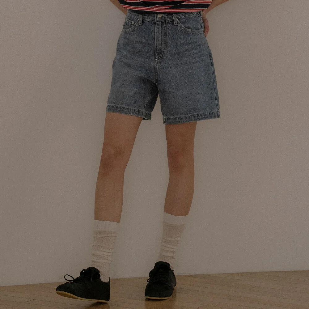 Slop washing denim short _Blue