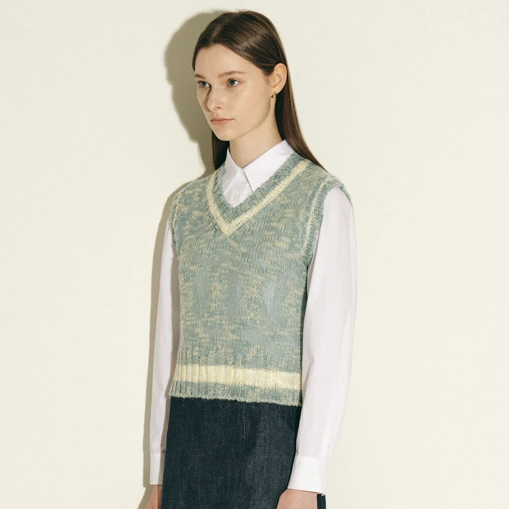 Wool Blend knit vest_skyblue