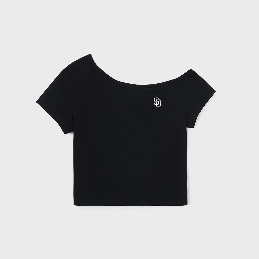 女裝 基本款 露肩 短袖 T恤 SD (Black)