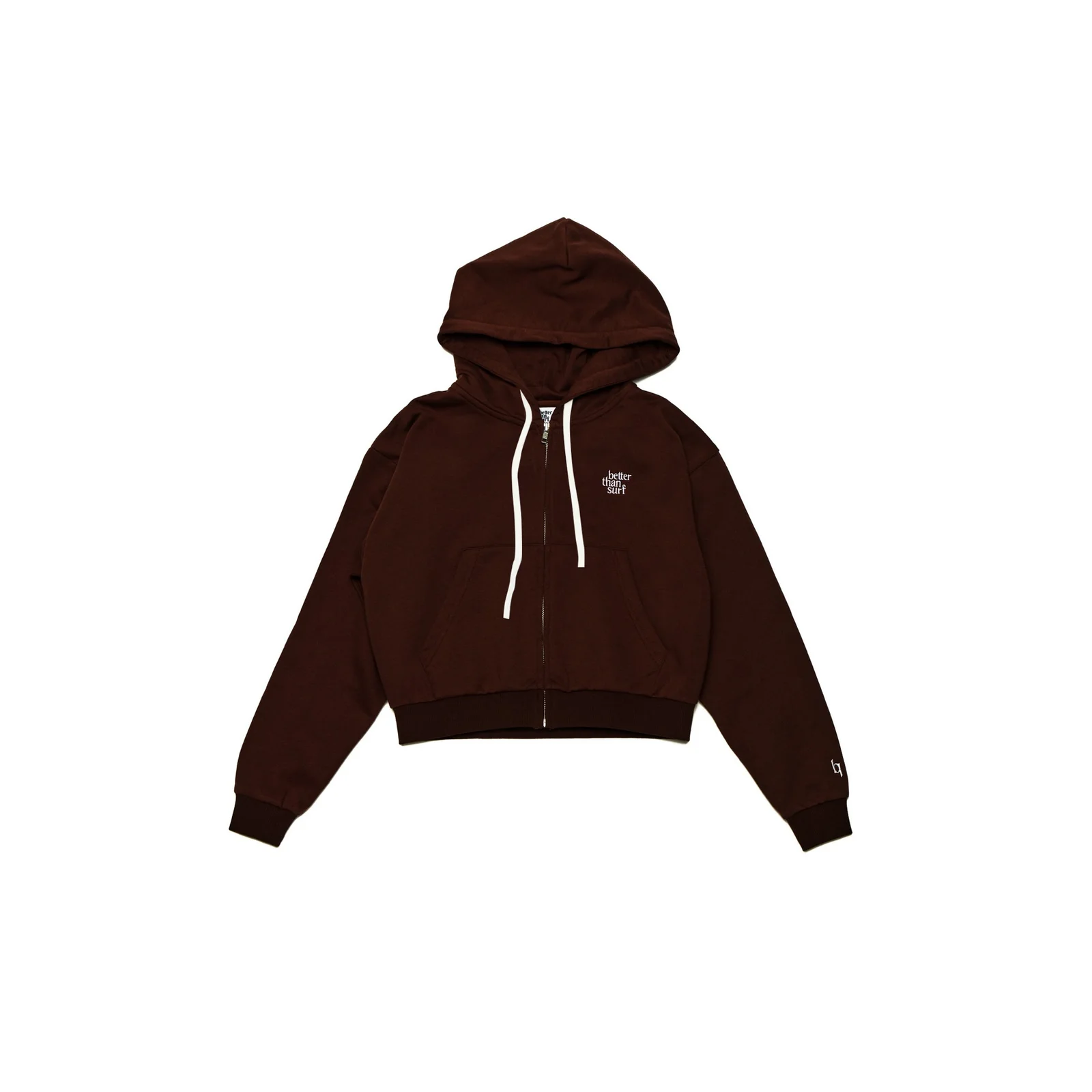 EUPHORIA CROP ZIPUP HOODIE - BROWN