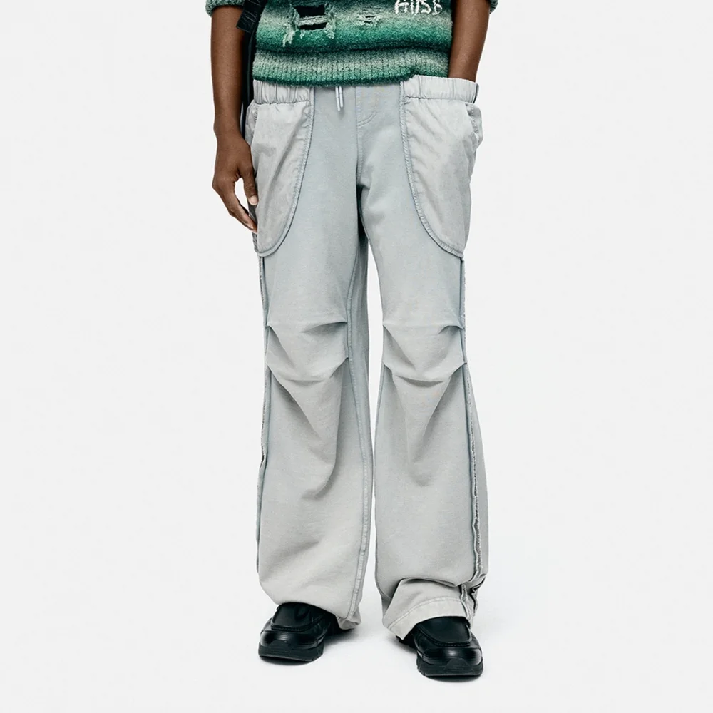 UNISEX LAYERED WIDE-LEG SWEATPANTS apa852u(GREY)