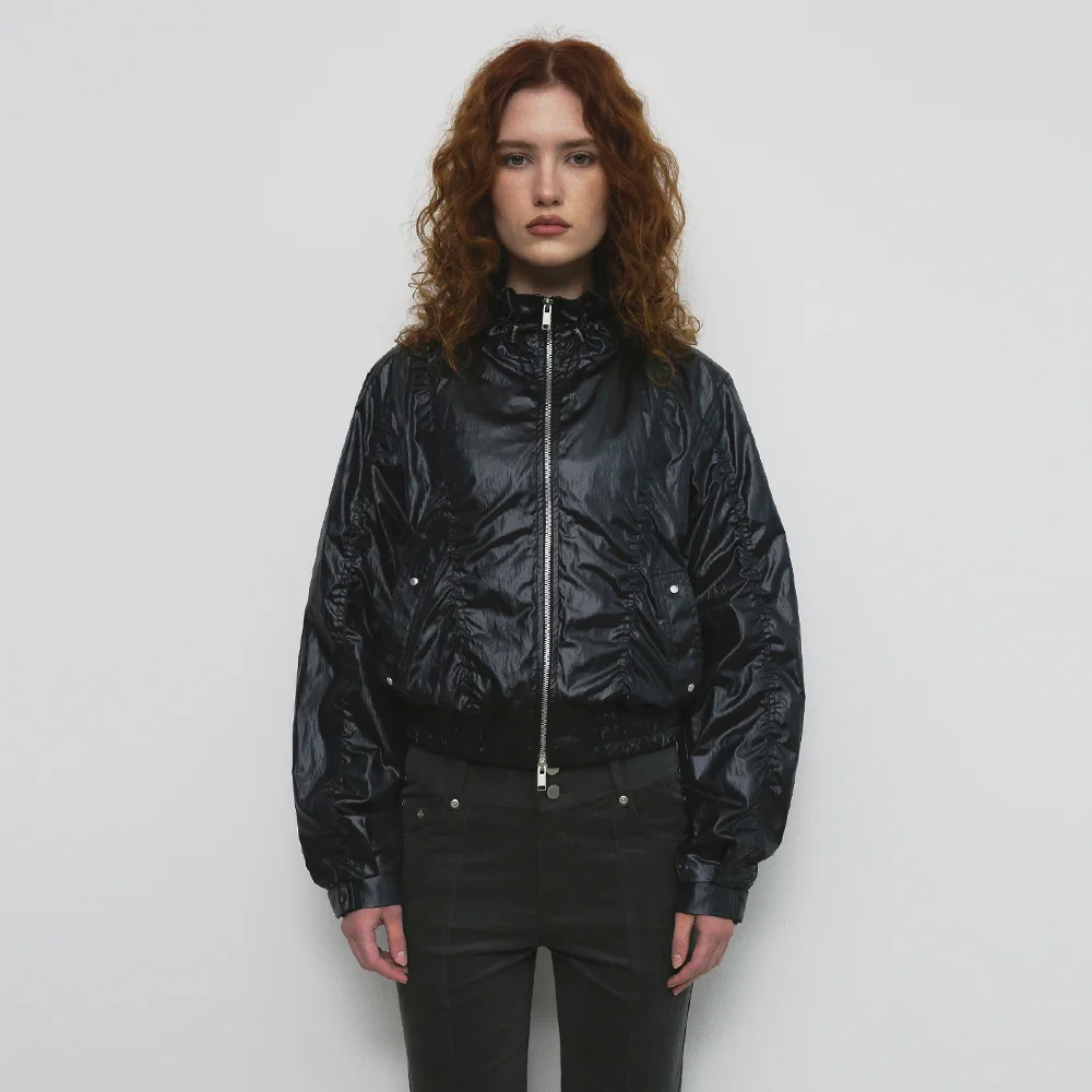 NYLON TWO WAY JUMPER_BLACK