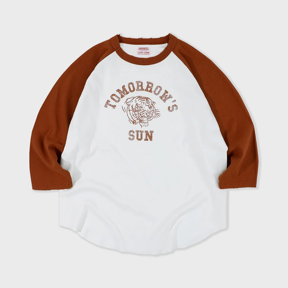 Vintage Raglan 3/4 Sleeve. Cream/Brown