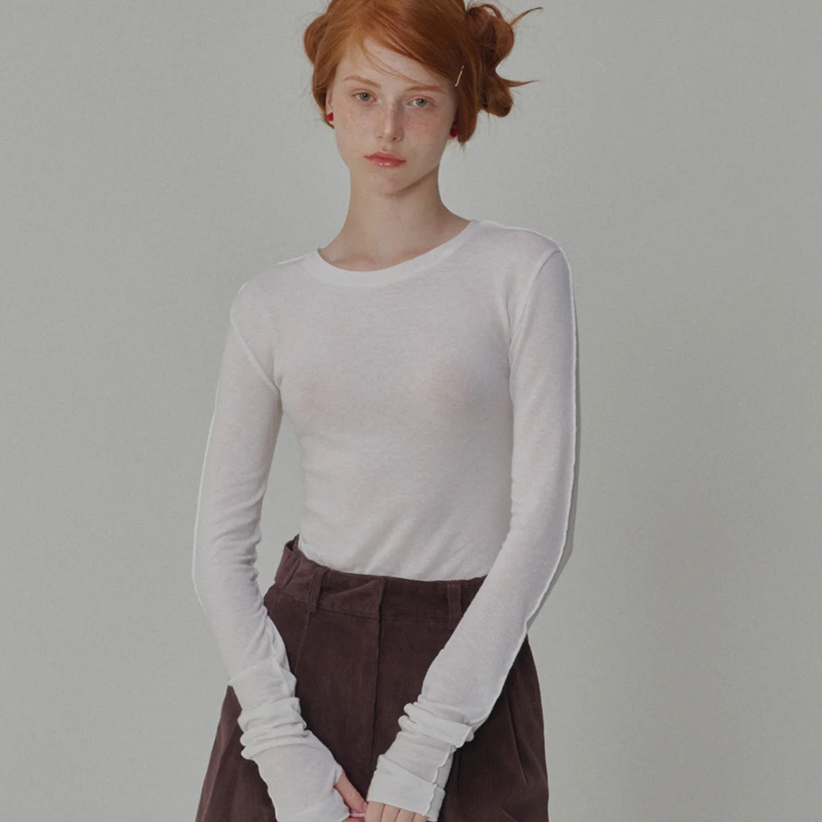 See-Through Wool Jersey T-shirt_Ivory
