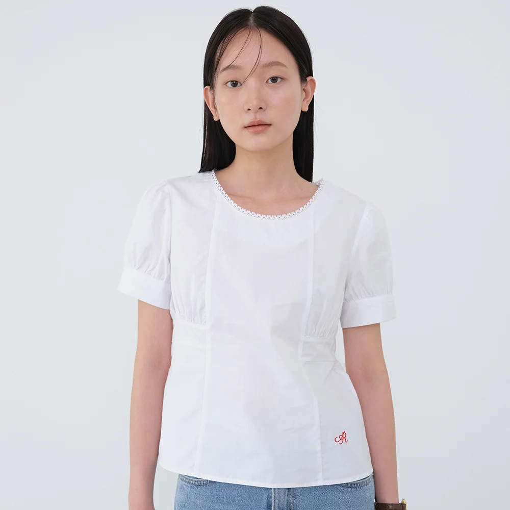 Pure lace puff blouse_ivory