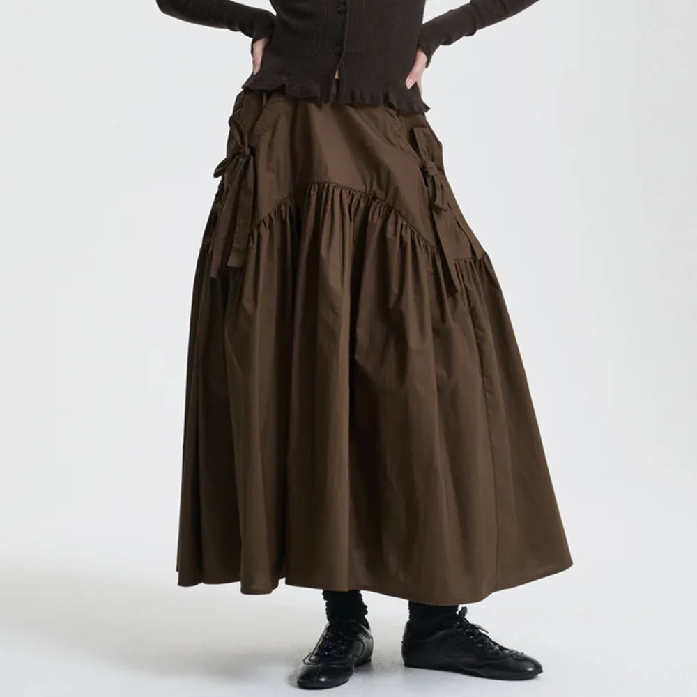(W) JUSTICE SKIRT (BROWN)