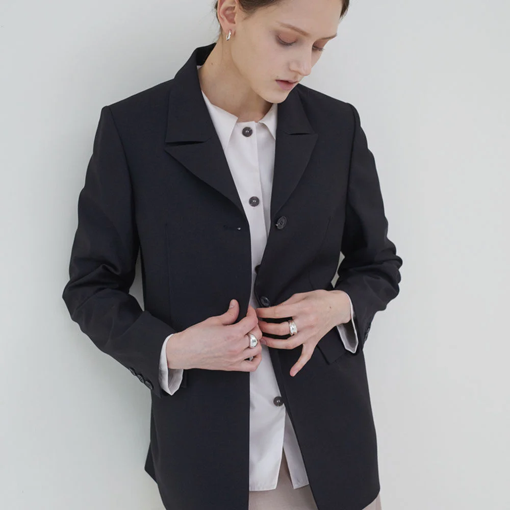 Two Button Line Jacket-Blakc