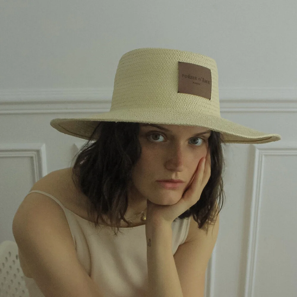 Raffia boater hat