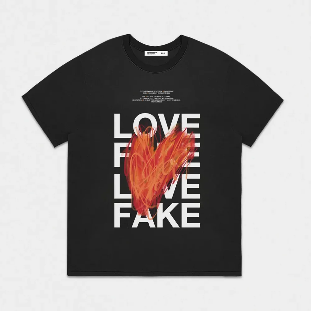 LOVE X FAKE GRAPHIC T-SHIRTS (BLACK)