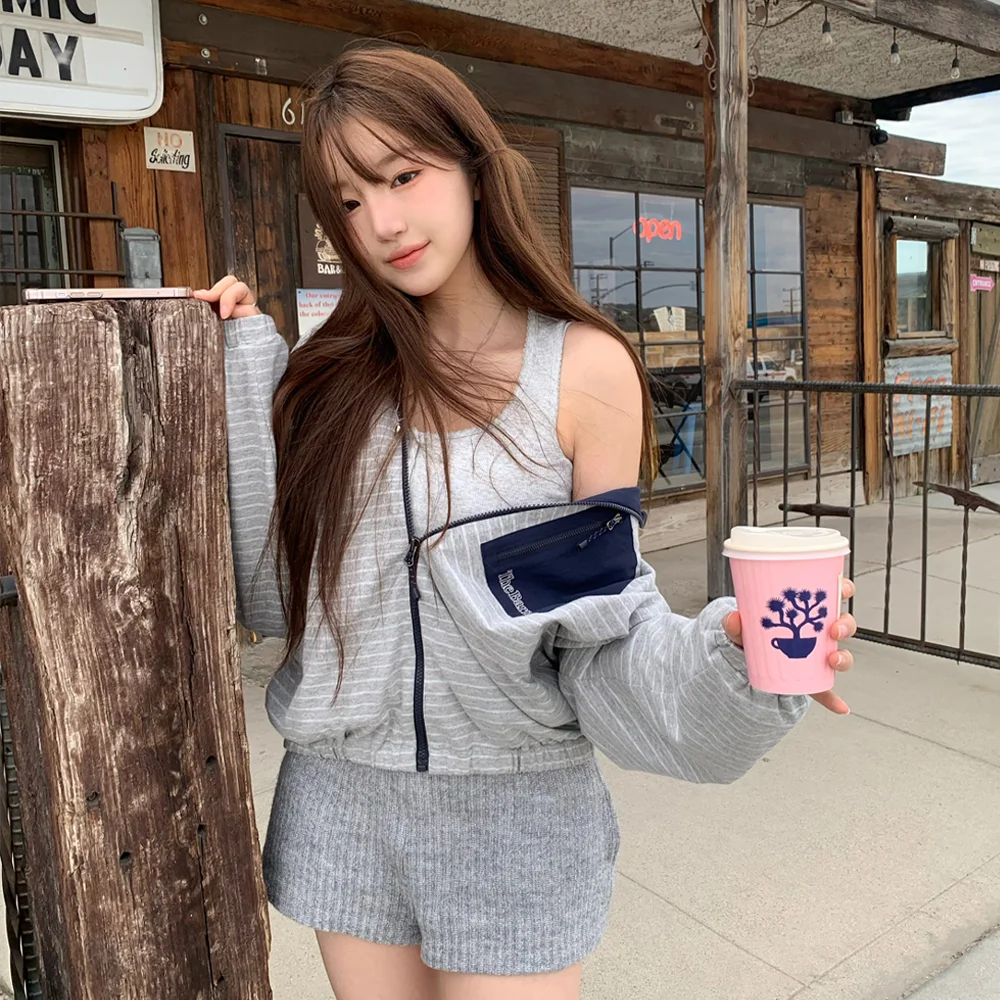 Milo Stripe Hooded Jacket_Grey