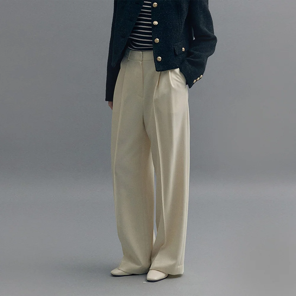 FOUND TWO-TUCK WIDE PANTS (sand ivory)