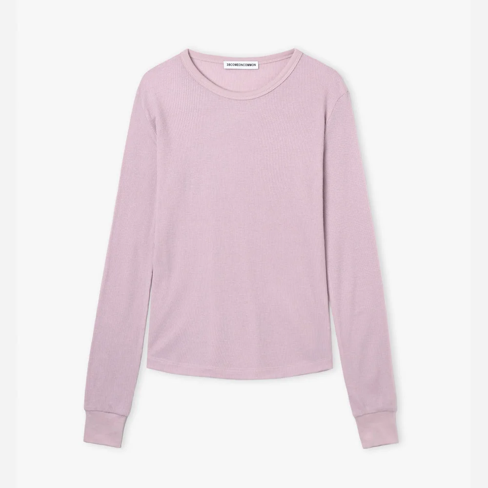 Waffle Slim Long Sleeve (Powder Pink)