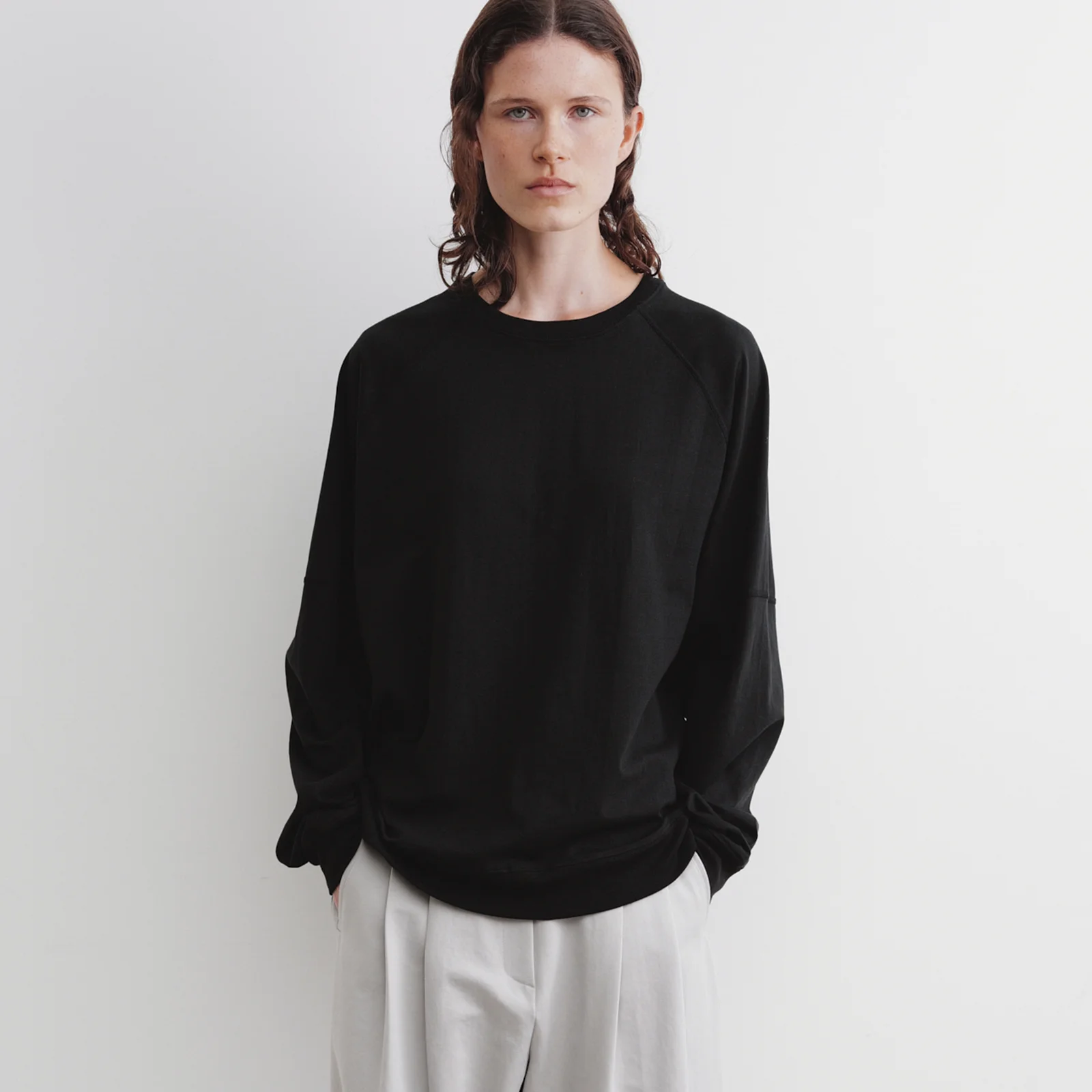 Cotton Stitch Long T-shirt (Black)
