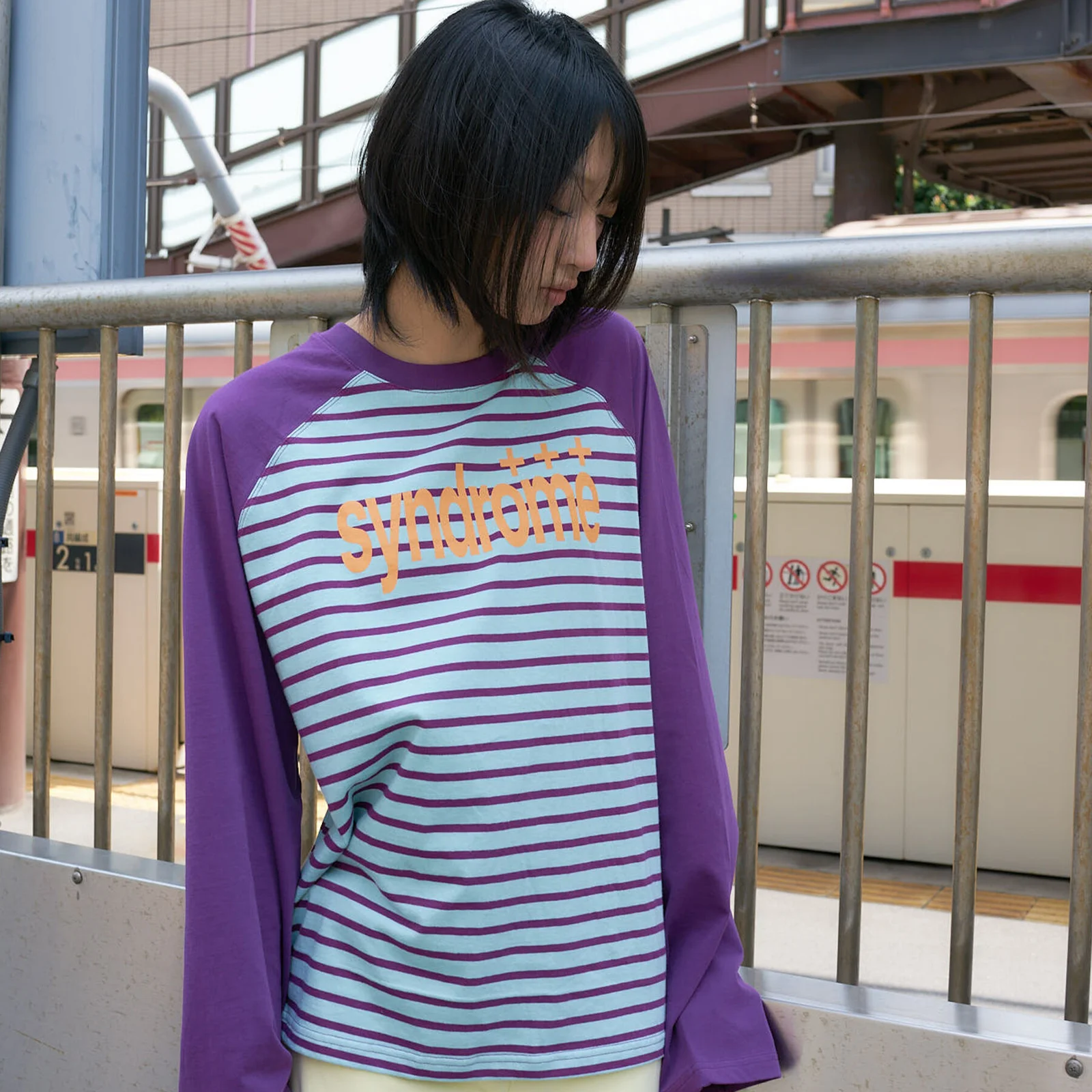 L27 SYNDROME STRIPE T-SHIRT(PURPLE)